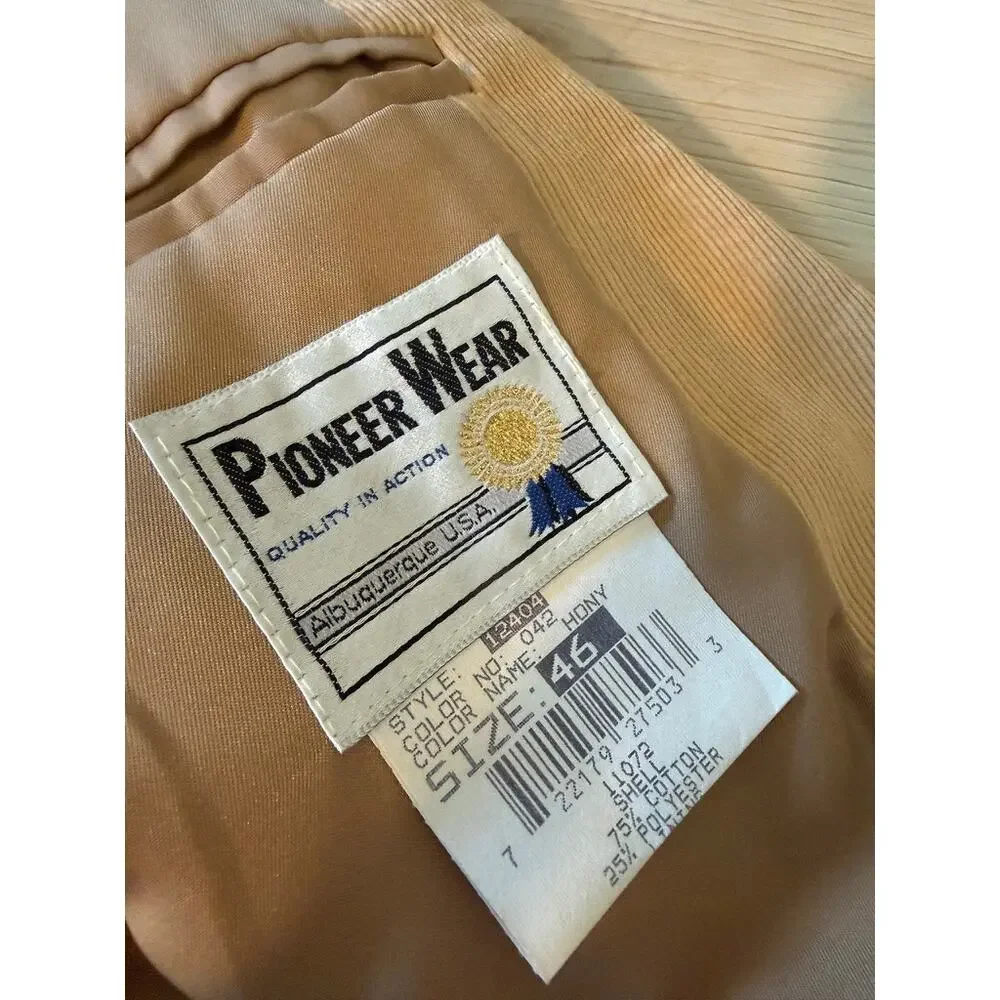 Vintage Pioneer Wear Tan Corduroy Western Blazer | USA Ranch Jacket ✨